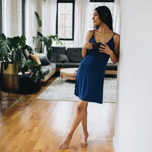 NWT Skivys Femme Slip Dress Mini Navy Size Small